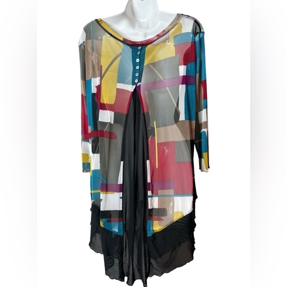 Ali Miles Womens Artsy Sheer Tunic Top Size
L Multicolor Flowy Layer - Picture 2 of 12
